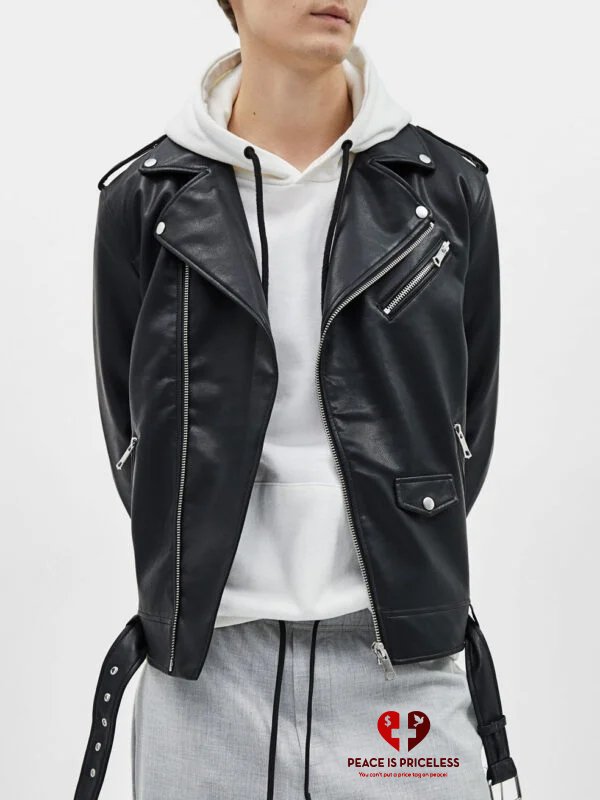 Faux leather biker jacket