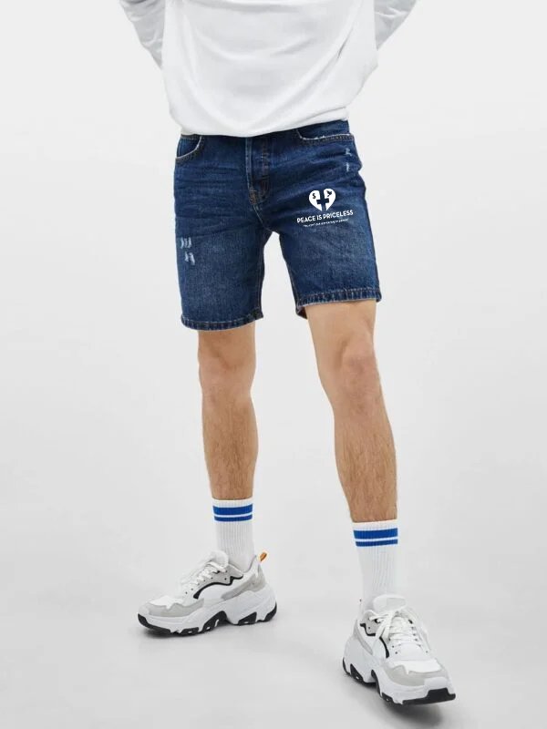 Pale Blue Washed Denim Shorts